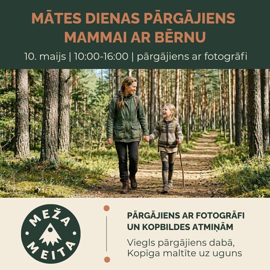 Mātes dienas pārgājiens mammai ar bērnu